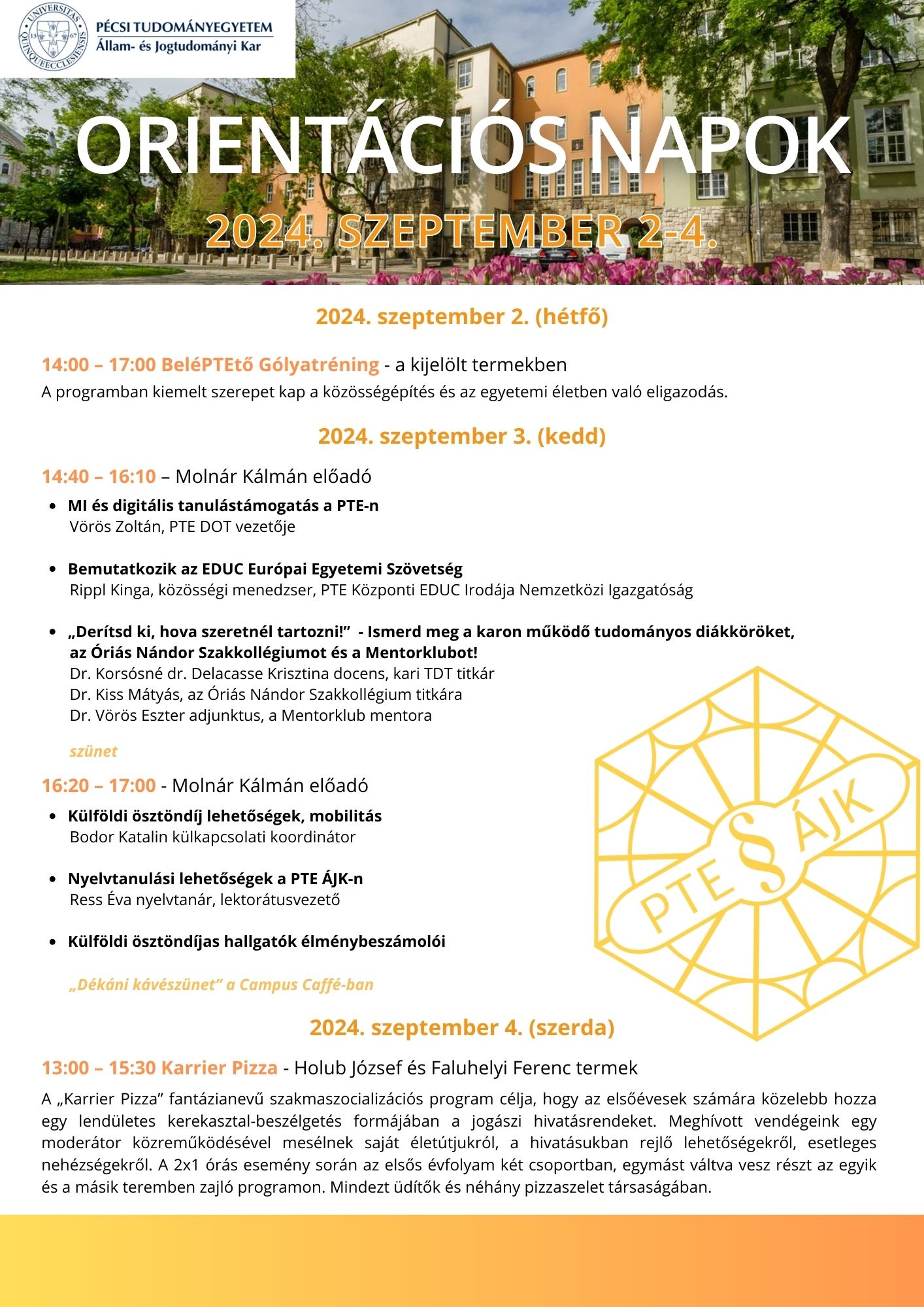 Orientációs napok program